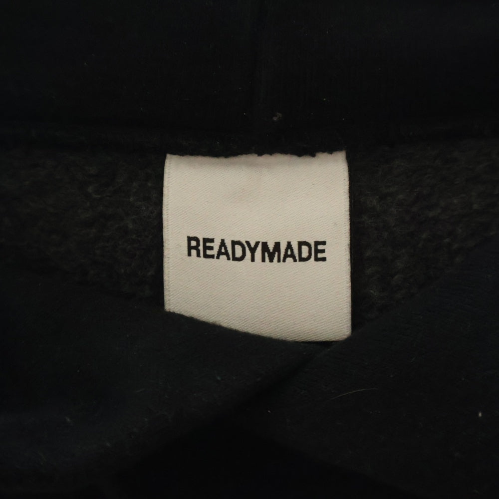 READY MADE(レディメイド) 24AW BIG HOODIE LOGO RE-CO-BK-00-00-285 ロゴ刺繍フーディ プルオーバースウェットパーカー ブラック