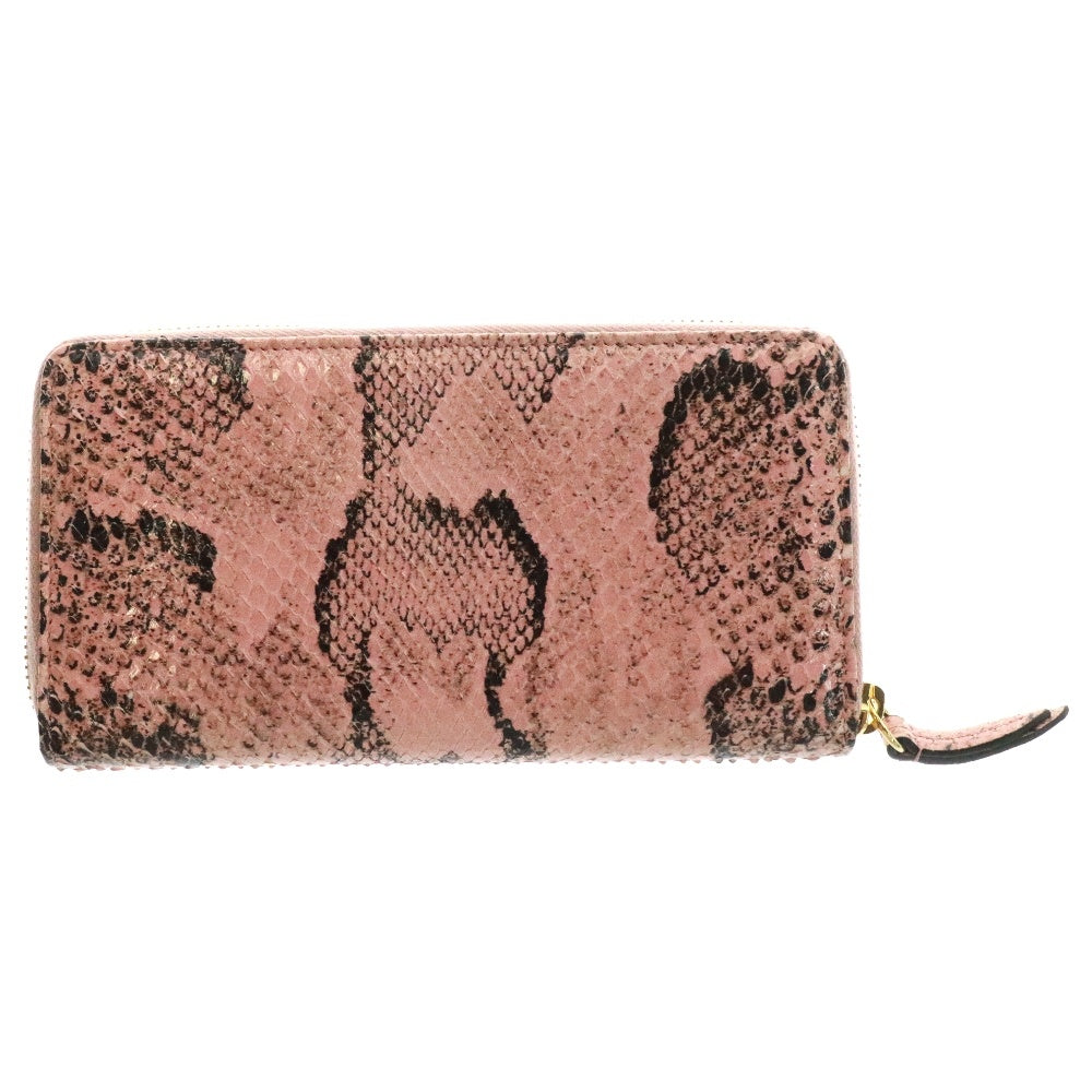 GUCCI(グッチ) GGマーモント レザー ラウンドジップ 長財布 ピンク レディース 456117