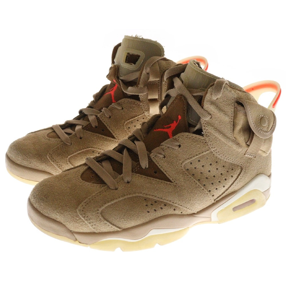NIKE(ナイキ) ×TRAVIS SCOTT AIR JORDAN 6 RETRO SP BRITISH KAHKI ×トラヴィススコット エアジョーダン6 ハイカットスニーカー ベージュ US7.5/25.5cm