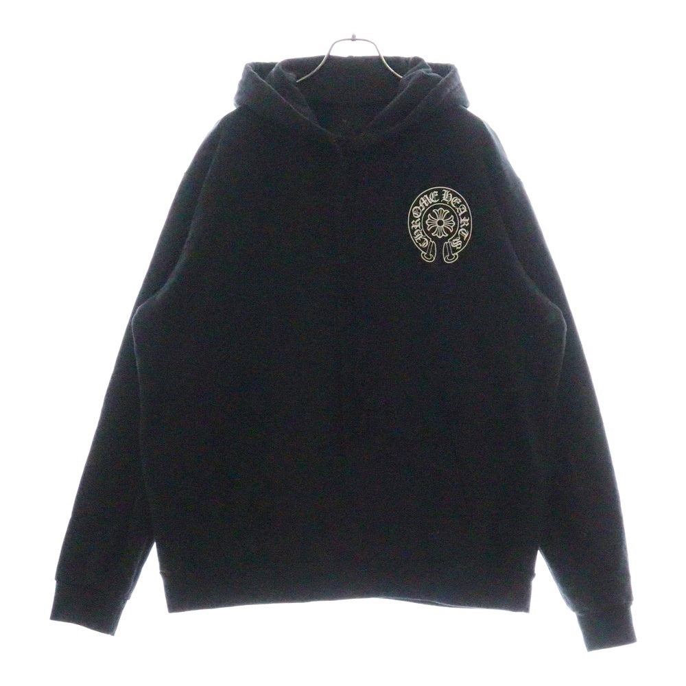 CHROME HEARTS(クロムハーツ) Paris Horseshoe Pullover Hoodie パリ限定 ホースシュープリントプルオーバーフーディ スウェットパーカー ブラック