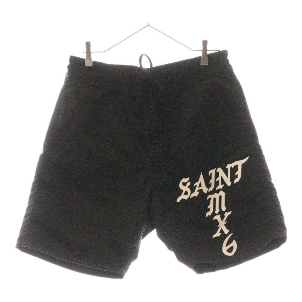 SAINT MICHAEL(セントマイケル) 23SS SWIMMING SHORT SM-S23-0000-065 ロゴプリント ナイロンショーツ ハーフパンツ ブラック