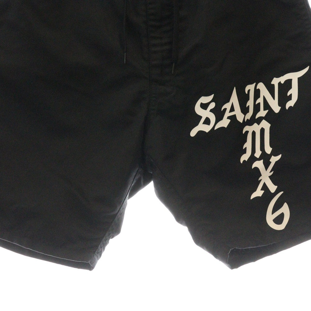 SAINT MICHAEL(セントマイケル) 23SS SWIMMING SHORT SM-S23-0000-065 ロゴプリント ナイロンショーツ ハーフパンツ ブラック