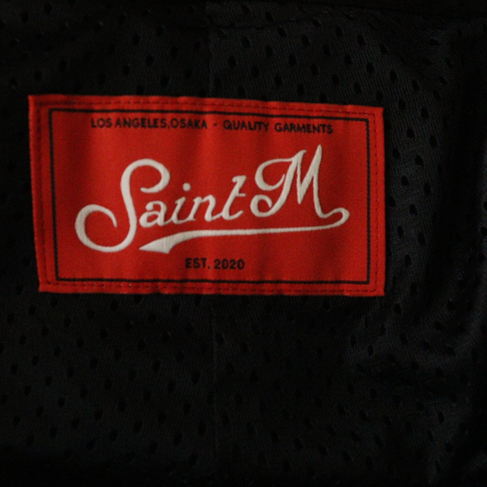 SAINT MICHAEL(セントマイケル) 23SS SWIMMING SHORT SM-S23-0000-065 ロゴプリント ナイロンショーツ ハーフパンツ ブラック