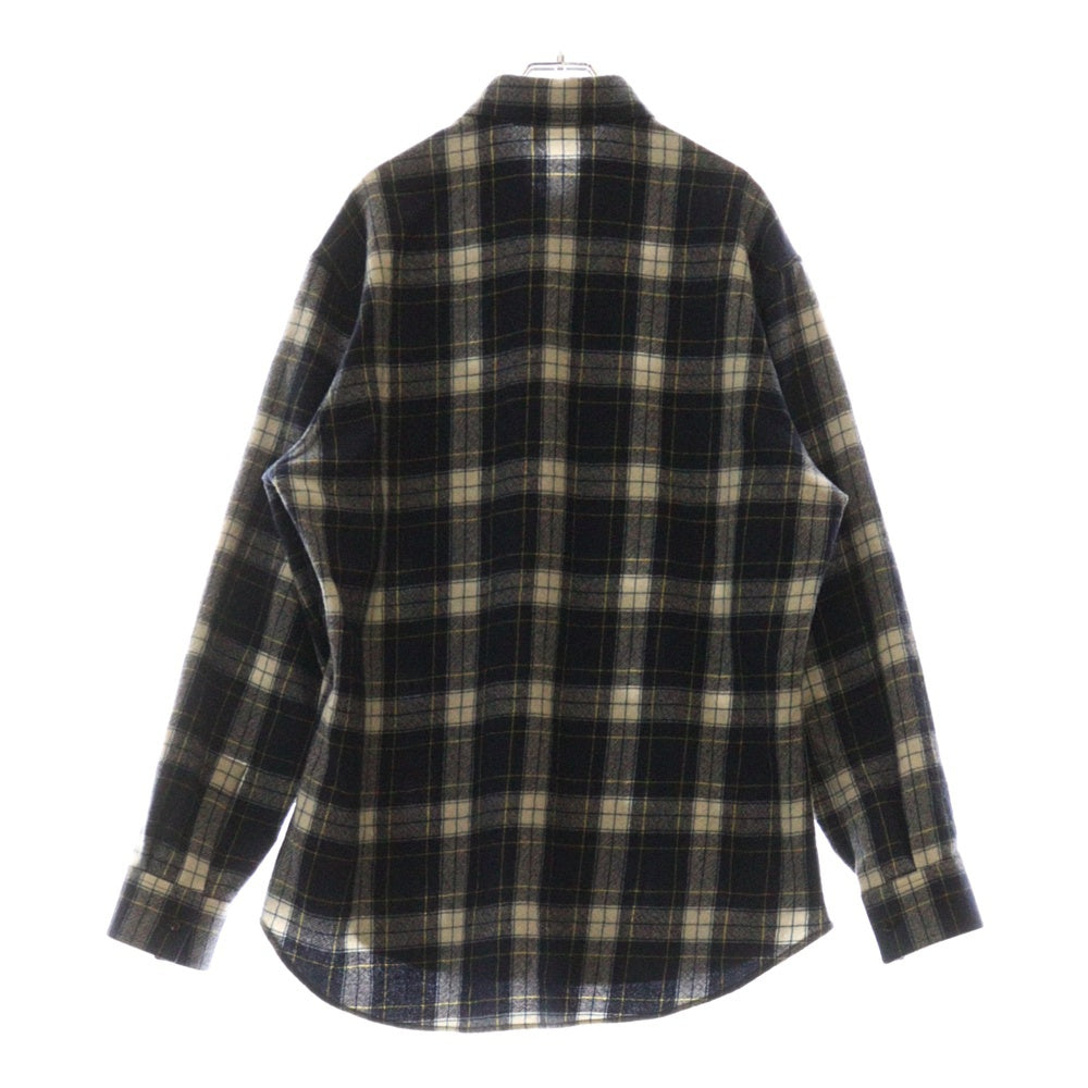 CELINE(セリーヌ) 21AW Check Wool Oversized Shirts 2C555198O チェック柄 オーバーサイズ 長袖ウールシャツ ネイビー