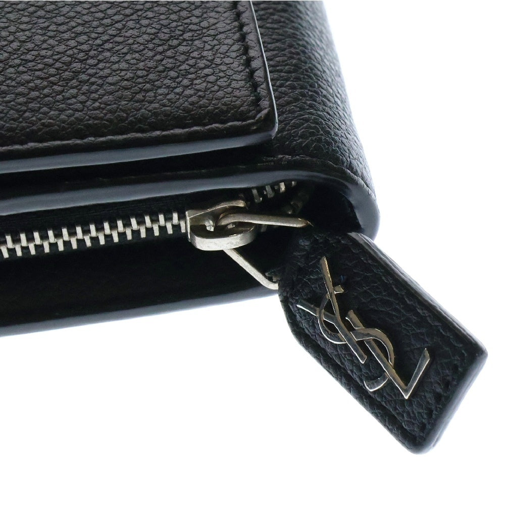 SAINT LAURENT PARIS(サンローランパリ) クラシック レザー二つ折り長財布 ブラック