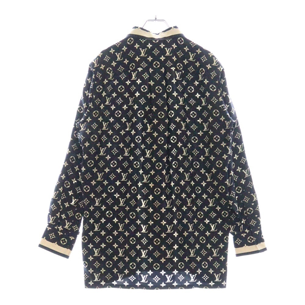 LOUIS VUITTON(ルイヴィトン) 23SS L/S Masculine Pajama Shirt RW231W TR0 FOTP07 モノグラム マスキュリン シルク長袖パジャマシャツ ネイビー/クリーム