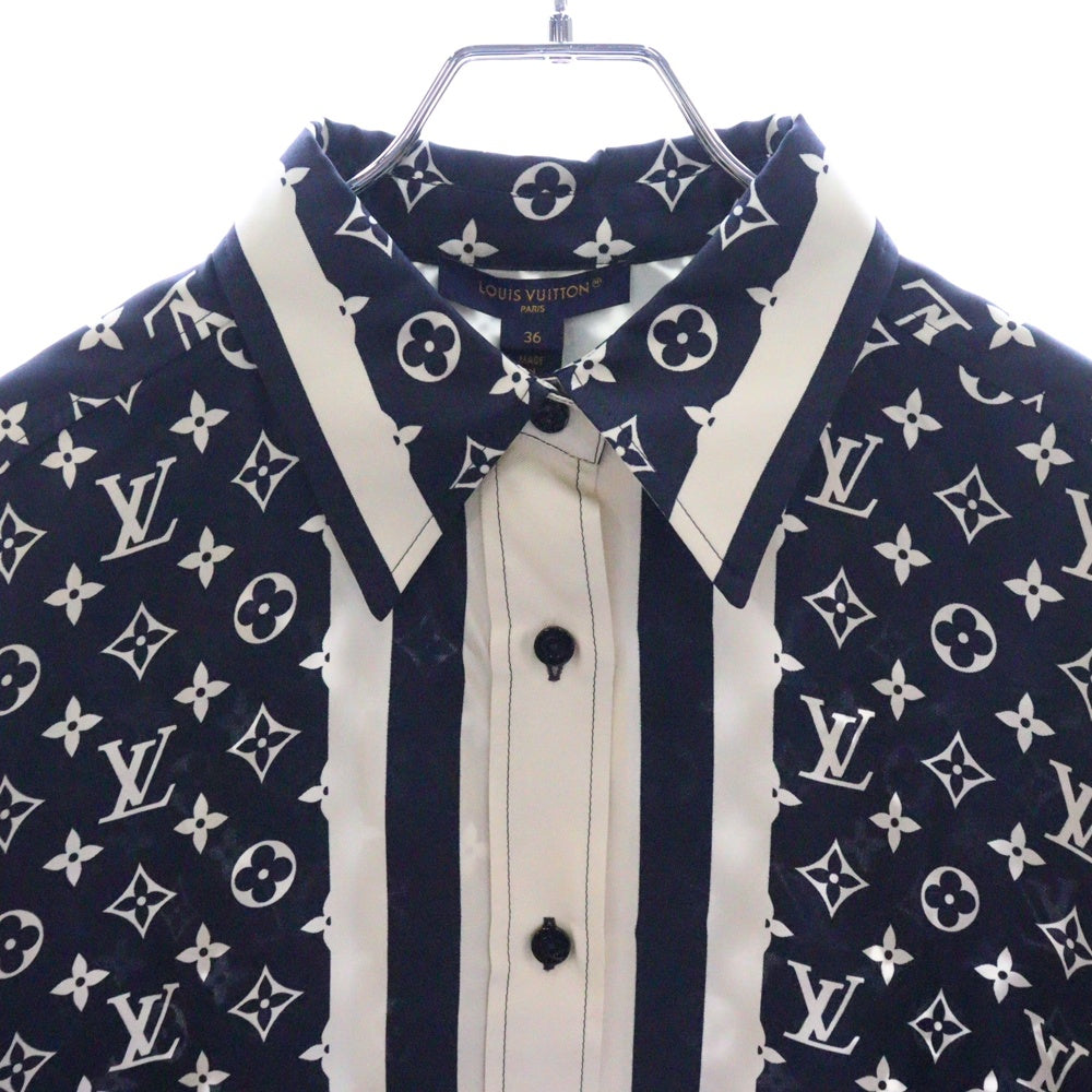 LOUIS VUITTON(ルイヴィトン) 23SS L/S Masculine Pajama Shirt RW231W TR0 FOTP07 モノグラム マスキュリン シルク長袖パジャマシャツ ネイビー/クリーム
