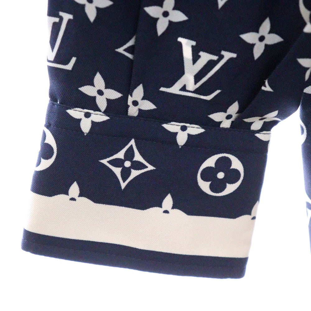 LOUIS VUITTON(ルイヴィトン) 23SS L/S Masculine Pajama Shirt RW231W TR0 FOTP07 モノグラム マスキュリン シルク長袖パジャマシャツ ネイビー/クリーム