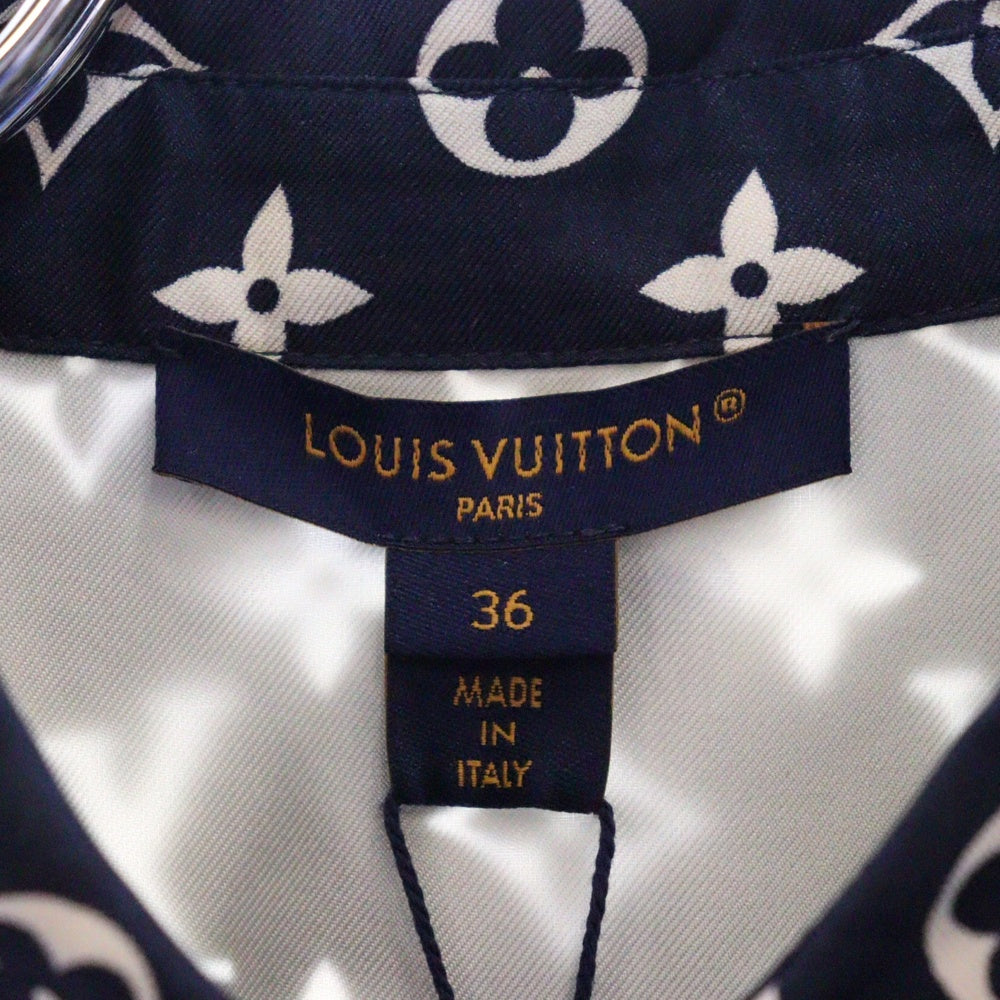 LOUIS VUITTON(ルイヴィトン) 23SS L/S Masculine Pajama Shirt RW231W TR0 FOTP07 モノグラム マスキュリン シルク長袖パジャマシャツ ネイビー/クリーム