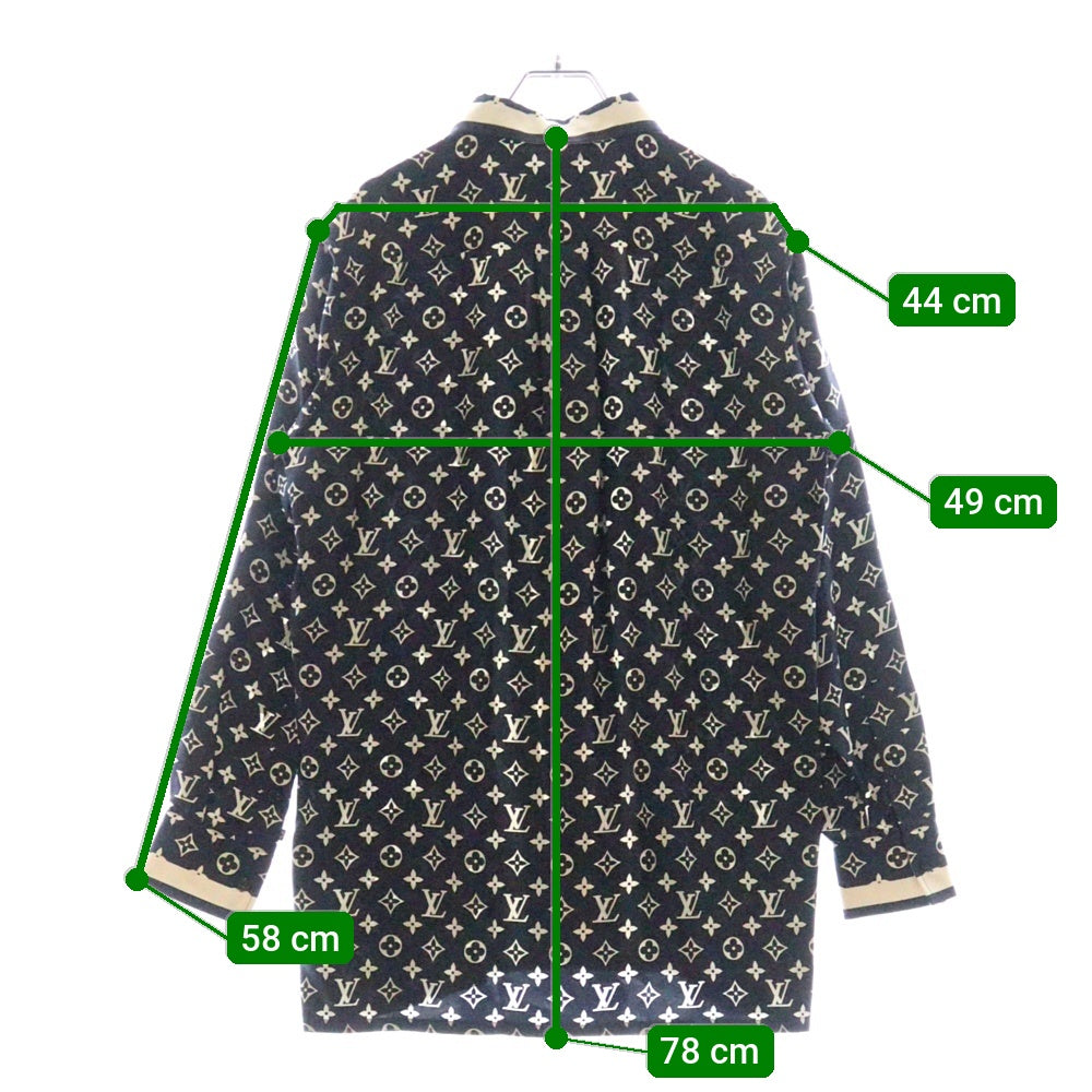 LOUIS VUITTON(ルイヴィトン) 23SS L/S Masculine Pajama Shirt RW231W TR0 FOTP07 モノグラム マスキュリン シルク長袖パジャマシャツ ネイビー/クリーム