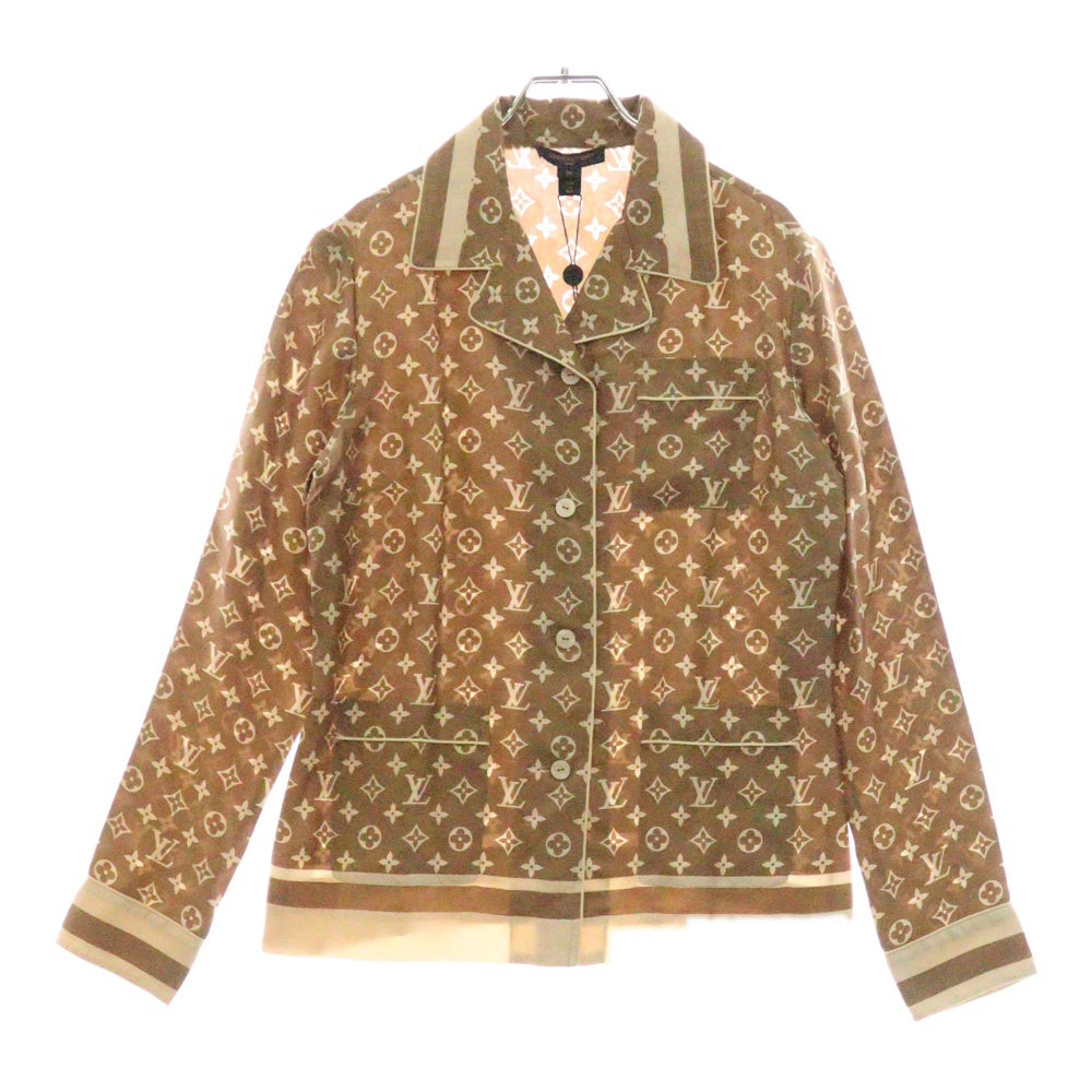LOUIS VUITTON(ルイヴィトン) 22AW L/S Pajama Shirt W/Pocket RW231D TR0 FOTP06 モノグラム フロントポケット シルク長袖パジャマシャツ ベージュ/クリーム