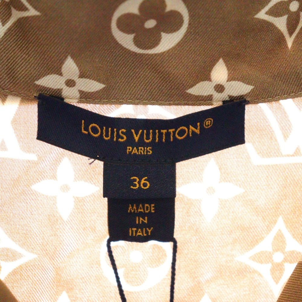 LOUIS VUITTON(ルイヴィトン) 22AW L/S Pajama Shirt W/Pocket RW231D TR0 FOTP06 モノグラム フロントポケット シルク長袖パジャマシャツ ベージュ/クリーム