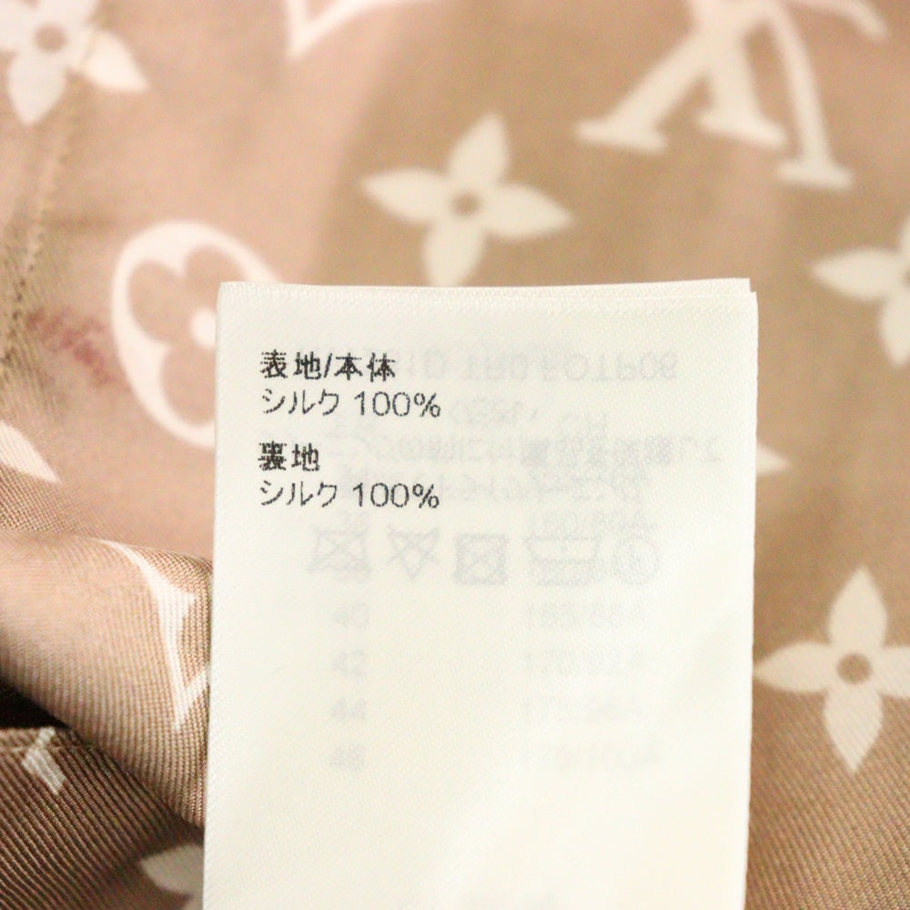 LOUIS VUITTON(ルイヴィトン) 22AW L/S Pajama Shirt W/Pocket RW231D TR0 FOTP06 モノグラム フロントポケット シルク長袖パジャマシャツ ベージュ/クリーム