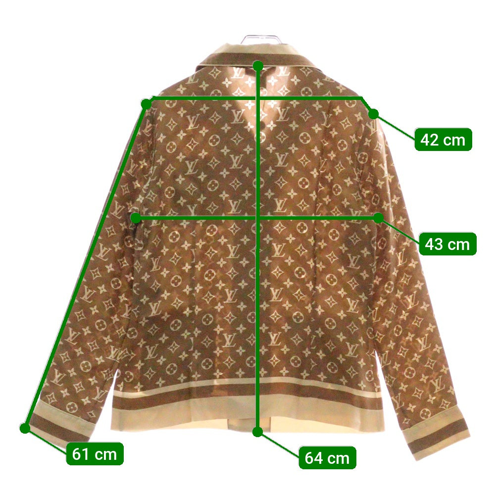 LOUIS VUITTON(ルイヴィトン) 22AW L/S Pajama Shirt W/Pocket RW231D TR0 FOTP06 モノグラム フロントポケット シルク長袖パジャマシャツ ベージュ/クリーム