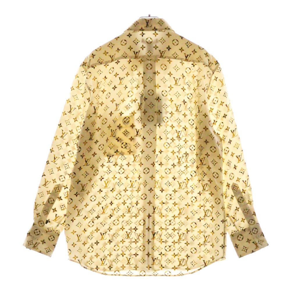 LOUIS VUITTON(ルイヴィトン) 23SS L/S Zipped Shirt RW231B 148 FOTO39 モノグラム ジップアップシルク長袖シャツ ホワイト/イエロー