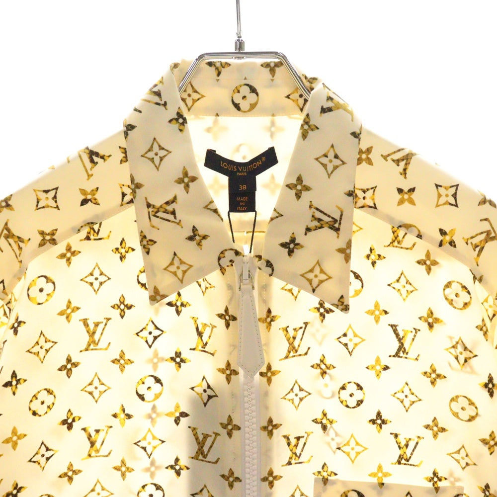LOUIS VUITTON(ルイヴィトン) 23SS L/S Zipped Shirt RW231B 148 FOTO39 モノグラム ジップアップシルク長袖シャツ ホワイト/イエロー