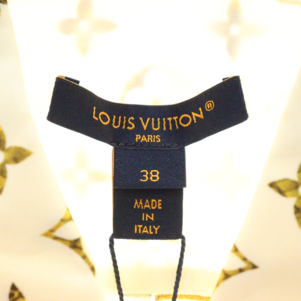 LOUIS VUITTON(ルイヴィトン) 23SS L/S Zipped Shirt RW231B 148 FOTO39 モノグラム ジップアップシルク長袖シャツ ホワイト/イエロー