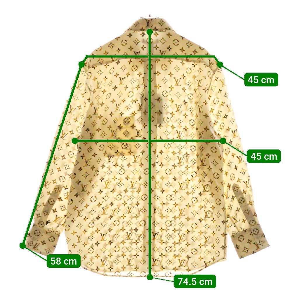 LOUIS VUITTON(ルイヴィトン) 23SS L/S Zipped Shirt RW231B 148 FOTO39 モノグラム ジップアップシルク長袖シャツ ホワイト/イエロー