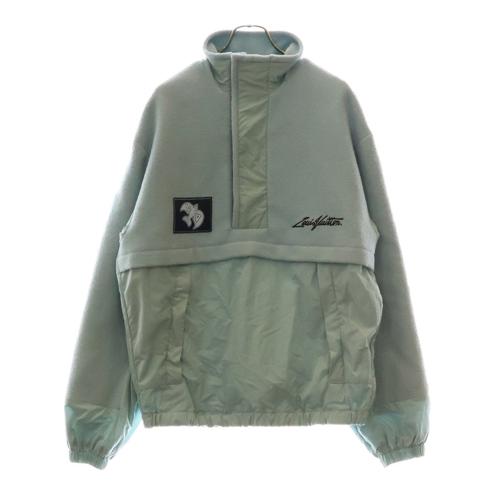 LOUIS VUITTON(ルイヴィトン) 23SS Mix Material Anorak Blouson RM2319 TL1 HOB09W ミックス マテリアルアノラックブルゾン ハーフジップナイロン切り替えジャケット ブルー