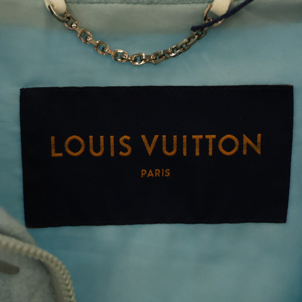 LOUIS VUITTON(ルイヴィトン) 23SS Mix Material Anorak Blouson RM2319 TL1 HOB09W ミックス マテリアルアノラックブルゾン ハーフジップナイロン切り替えジャケット ブルー