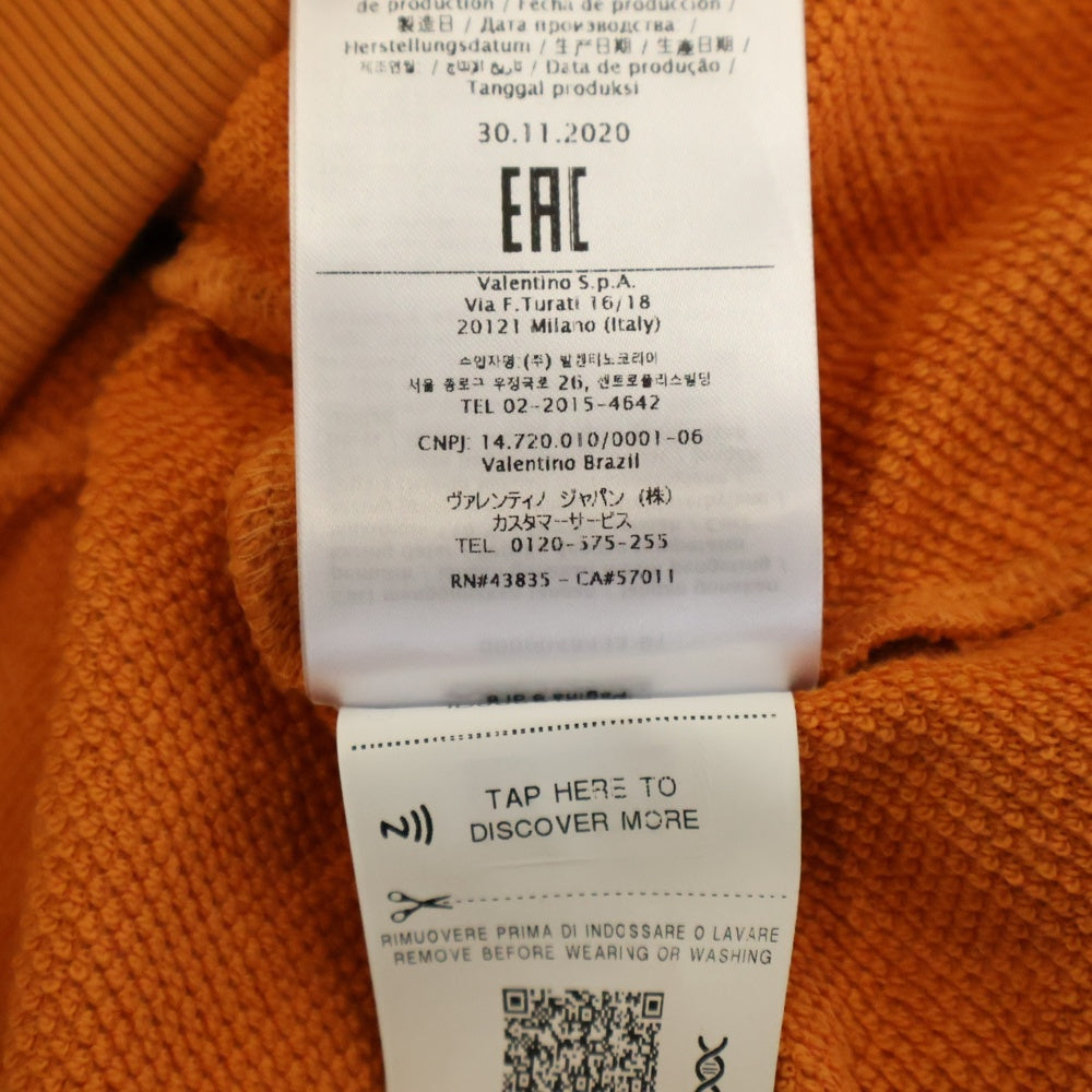 VALENTINO(ヴァレンチノ) Rubber Patch VLTN Logo Hoodie VV0MF18F7EY ラバーパッチ付きスウェットパーカー フーディ オレンジ