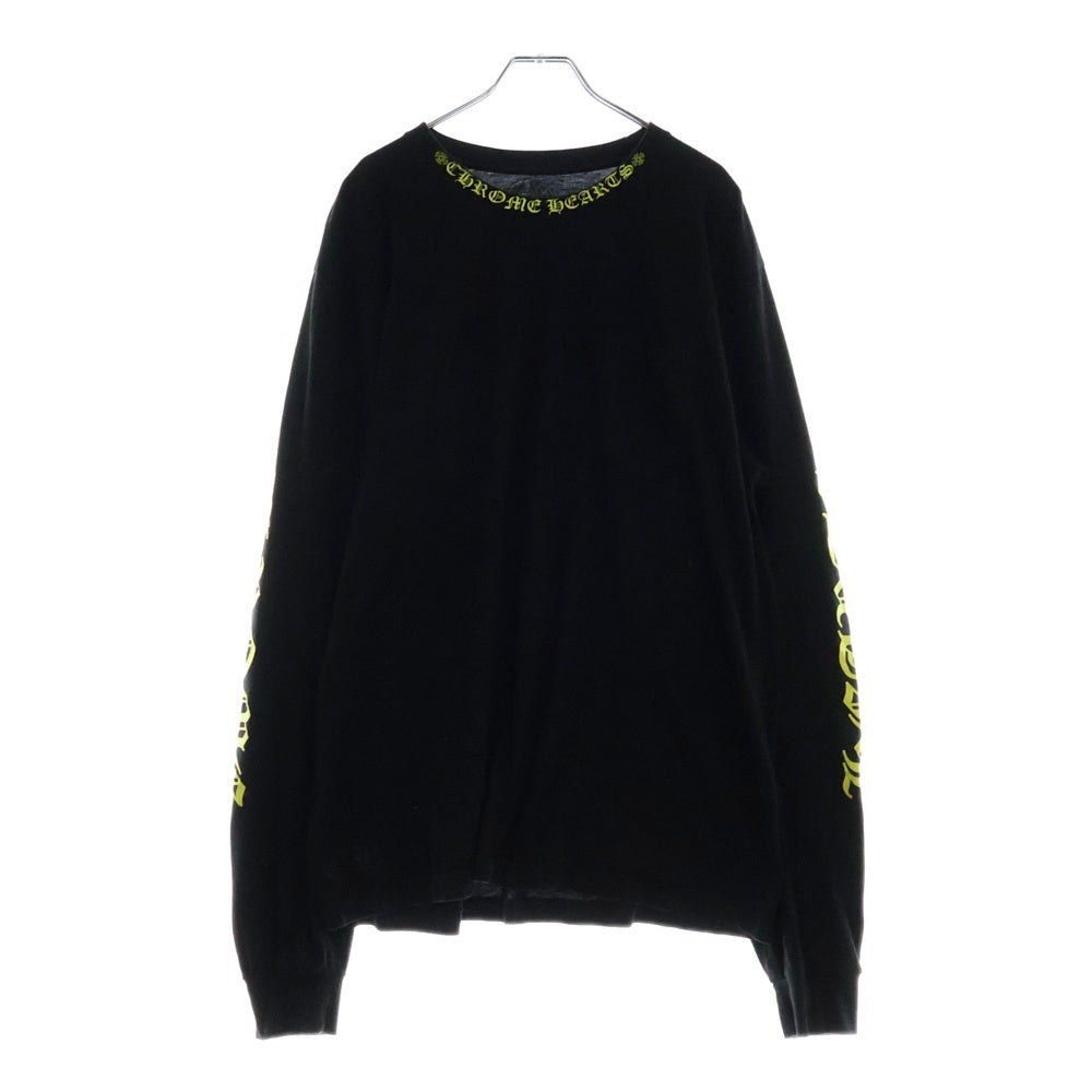 CHROME HEARTS(クロムハーツ) Neck Logo L/S Tee ネック ロゴ プリント長袖Tシャツ カットソー ブラック/イエロー