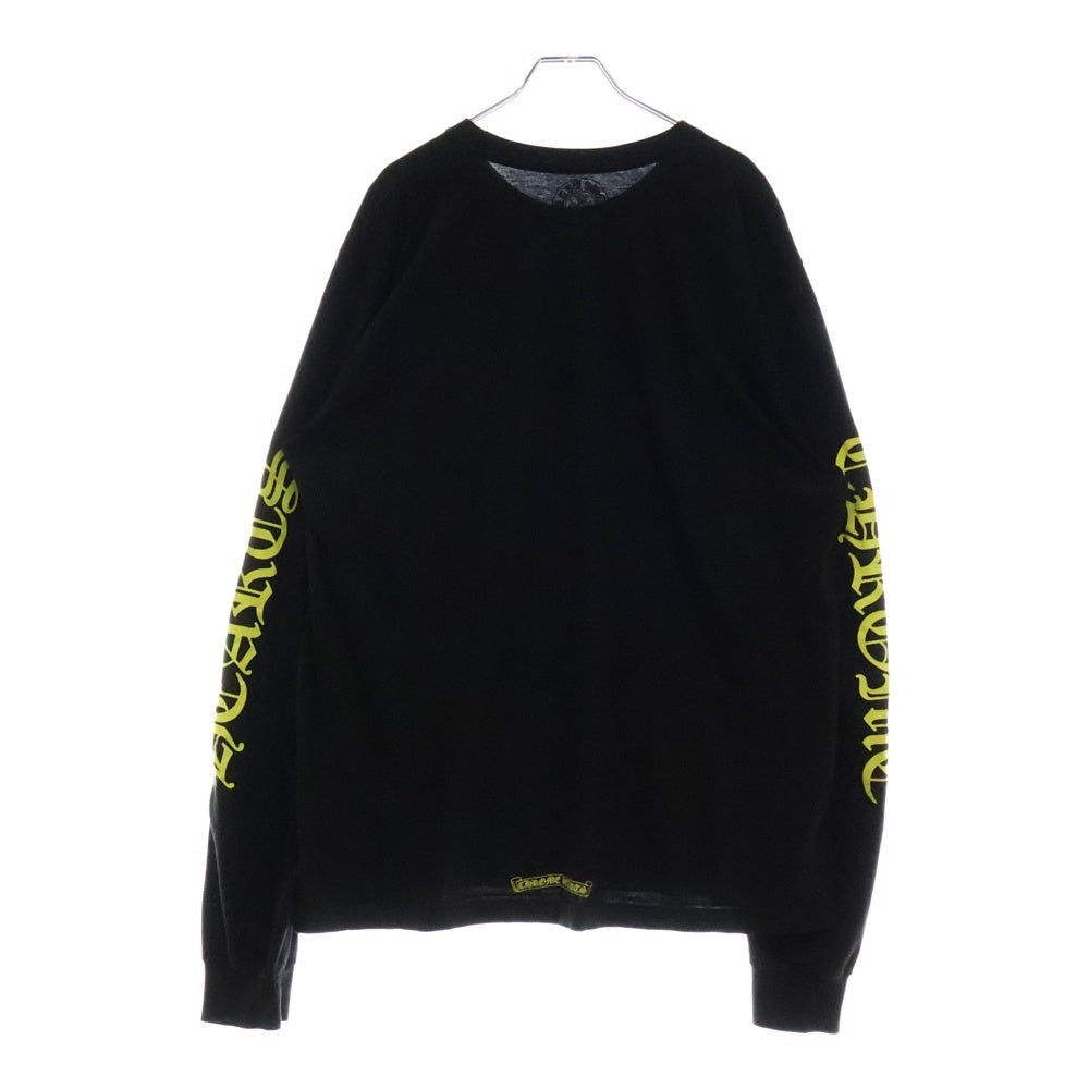 CHROME HEARTS(クロムハーツ) Neck Logo L/S Tee ネック ロゴ プリント長袖Tシャツ カットソー ブラック/イエロー