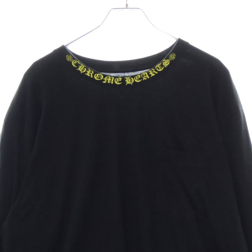 CHROME HEARTS(クロムハーツ) Neck Logo L/S Tee ネック ロゴ プリント長袖Tシャツ カットソー ブラック/イエロー