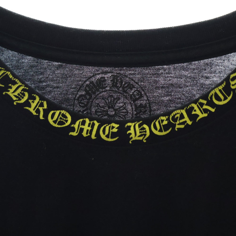 CHROME HEARTS(クロムハーツ) Neck Logo L/S Tee ネック ロゴ プリント長袖Tシャツ カットソー ブラック/イエロー