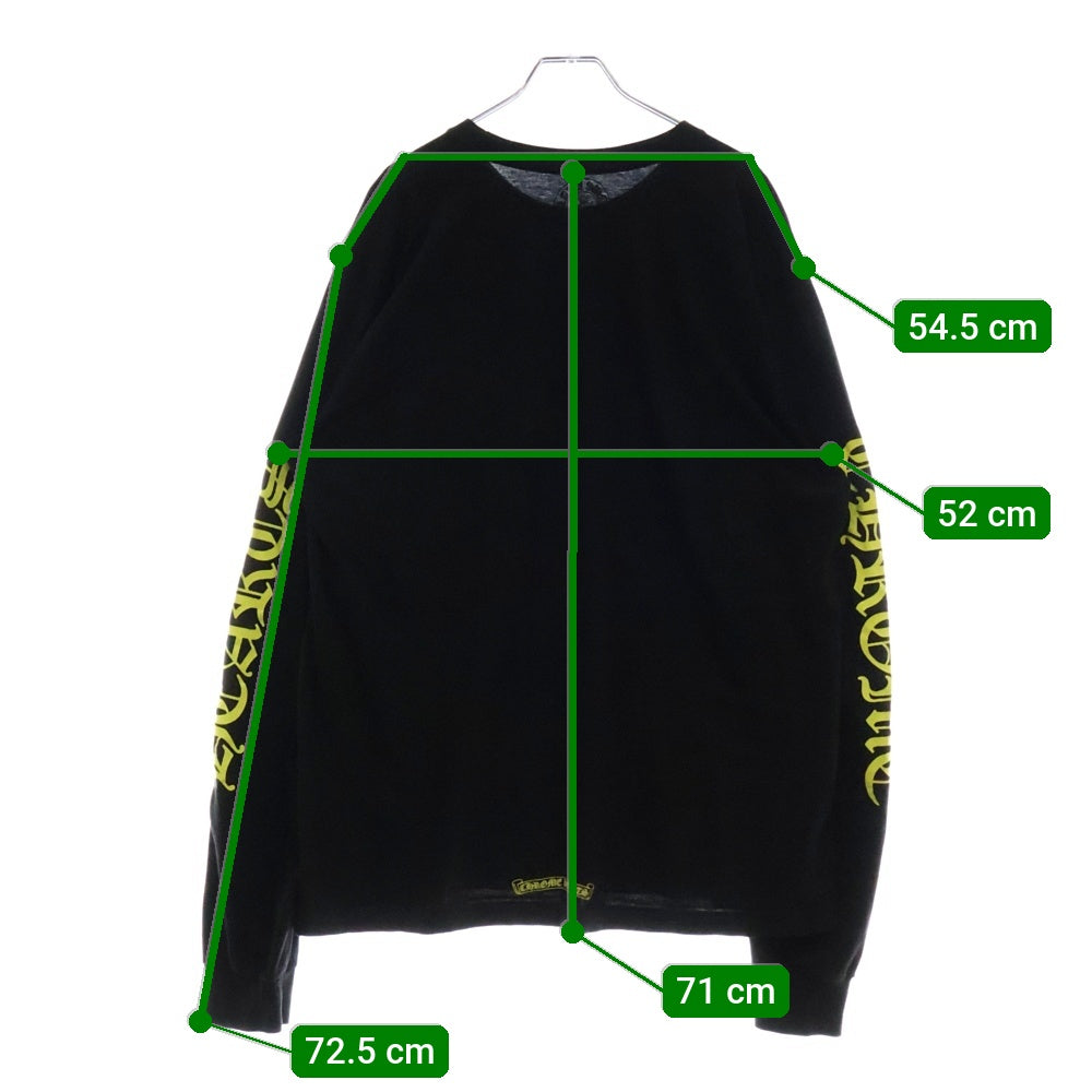 CHROME HEARTS(クロムハーツ) Neck Logo L/S Tee ネック ロゴ プリント長袖Tシャツ カットソー ブラック/イエロー