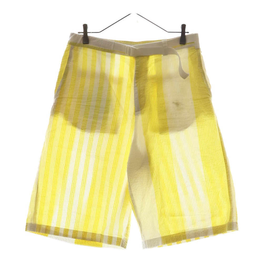 MAISON KITSUNE(メゾンキツネ) POOLSIDE STRIPES PANTS KM01422WC4018 プールサイドストライプショートパンツ ハーフパンツ ホワイト/イエロー