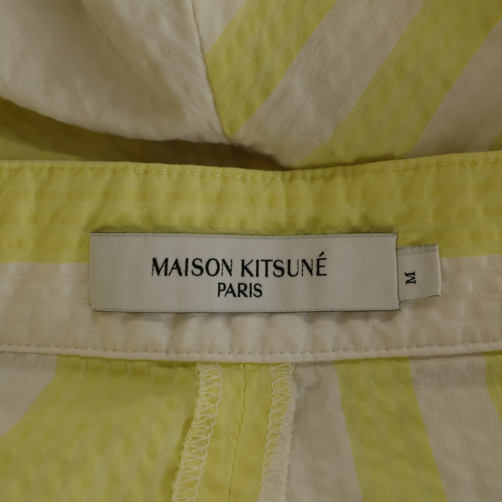 MAISON KITSUNE(メゾンキツネ) POOLSIDE STRIPES PANTS KM01422WC4018 プールサイドストライプショートパンツ ハーフパンツ ホワイト/イエロー
