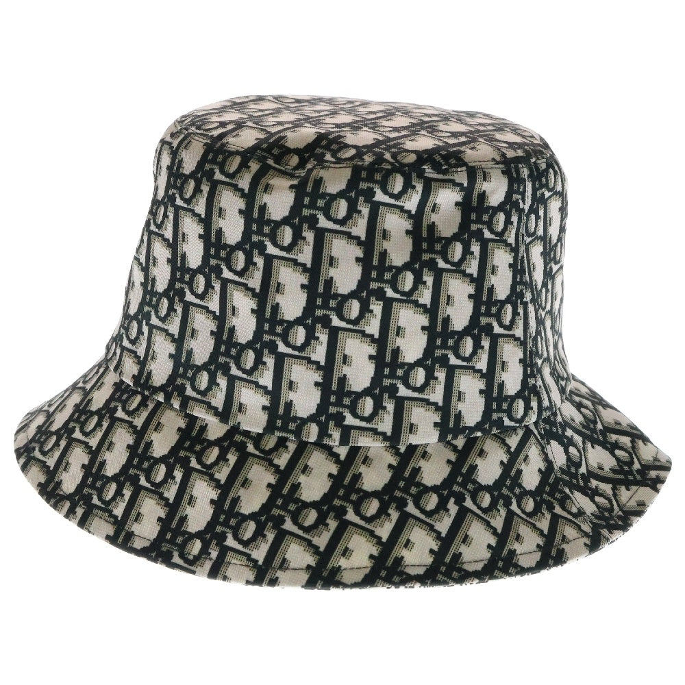 Christian Dior(クリスチャンディオール) オブリーク パリデザインリバーシブルバケットハット ホワイト/ブラック