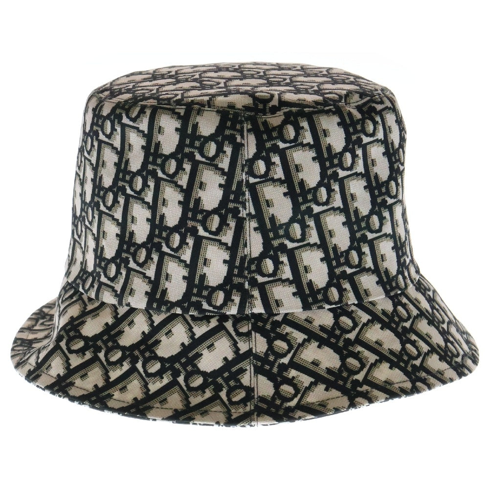 Christian Dior(クリスチャンディオール) オブリーク パリデザインリバーシブルバケットハット ホワイト/ブラック