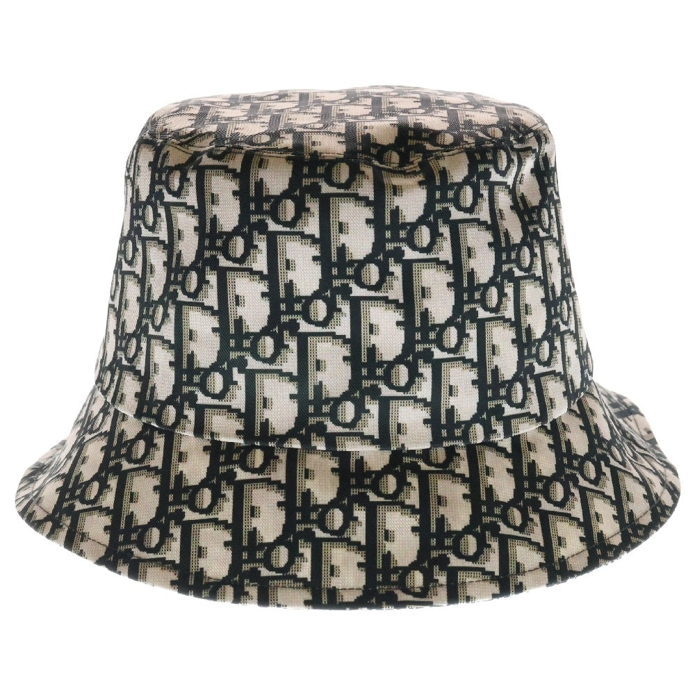 Christian Dior(クリスチャンディオール) オブリーク パリデザインリバーシブルバケットハット ホワイト/ブラック