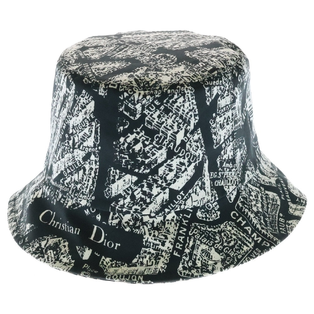 Christian Dior(クリスチャンディオール) オブリーク パリデザインリバーシブルバケットハット ホワイト/ブラック