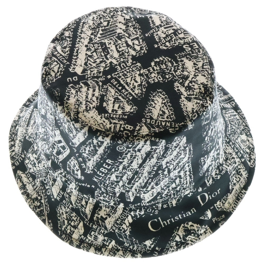 Christian Dior(クリスチャンディオール) オブリーク パリデザインリバーシブルバケットハット ホワイト/ブラック