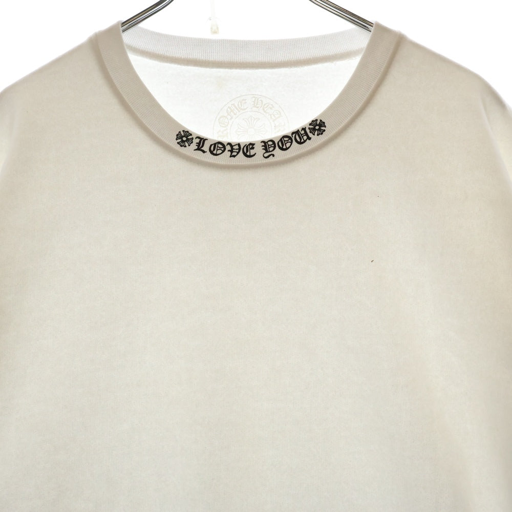 CHROME HEARTS(クロムハーツ) LOVE YOU CREW SWTSHRT 袖フローラルクロスハートプリントスウェットトレーナー ホワイト