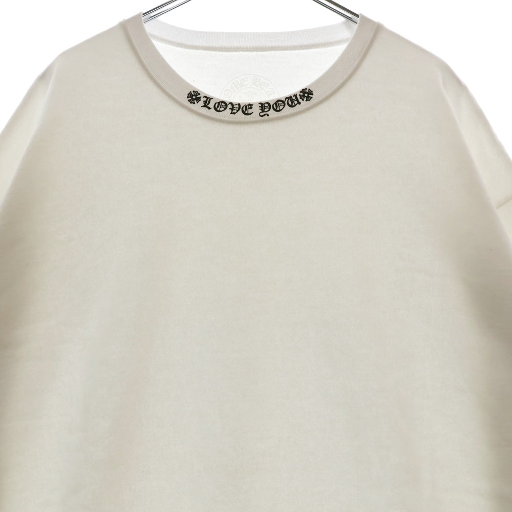 CHROME HEARTS(クロムハーツ) LOVE YOU CREW SWTSHRT 袖フローラルクロスハートプリントスウェットトレーナー ホワイト