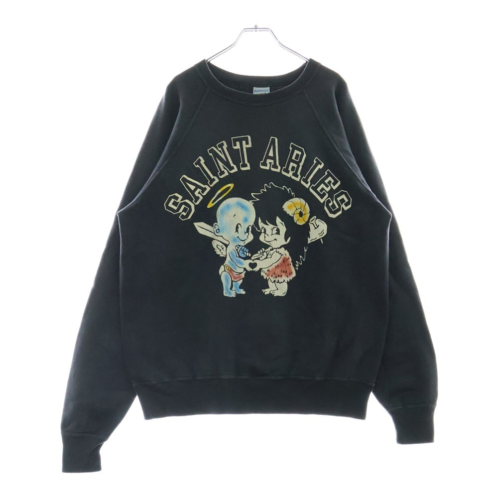 SAINT MICHAEL(セントマイケル) 23AW ×ARIES CREW NECK SWEAT SM-A23-0000-C01 ×アリーズ ヴィンテージ加工クルーネックスウェットトレーナー ネイビ