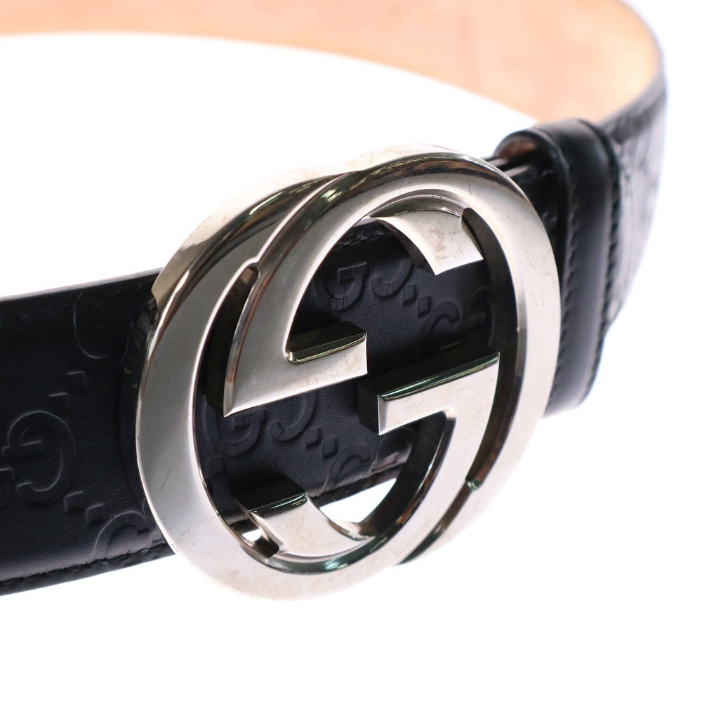 GUCCI(グッチ) インターロッキングG バックル GG グッチシマ シグネチャー 型押し ブラック