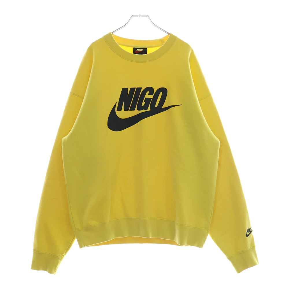 NIKE(ナイキ) 24AW ×NIGO NRG Crew Fleece FV5941-735 ×ニゴ ロゴプリントクルーネックスウェットトレーナー イエロー