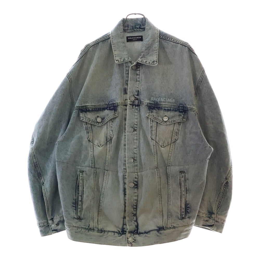 BALENCIAGA(バレンシアガ) 22AW ロゴ刺繍オーバーサイズツイストデニムジャケット 706654 TDW14 インディゴ