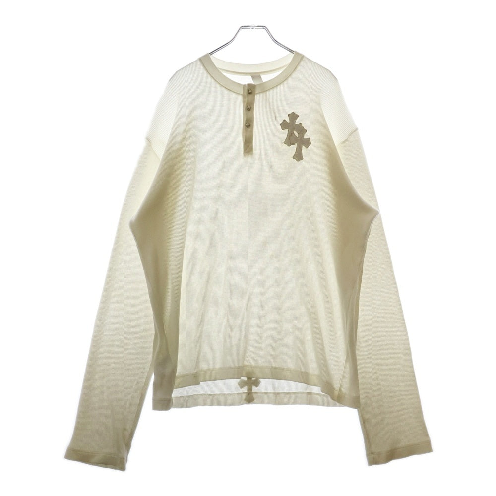 CHROME HEARTS(クロムハーツ) GRP Y NOT U OVRSZD PLV THRML ヘンリーネッククロスパッチサーマル長袖カットソー ホワイト