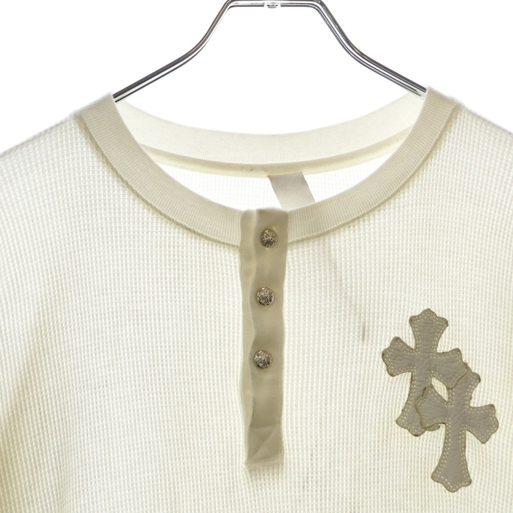CHROME HEARTS(クロムハーツ) GRP Y NOT U OVRSZD PLV THRML ヘンリーネッククロスパッチサーマル長袖カットソー ホワイト
