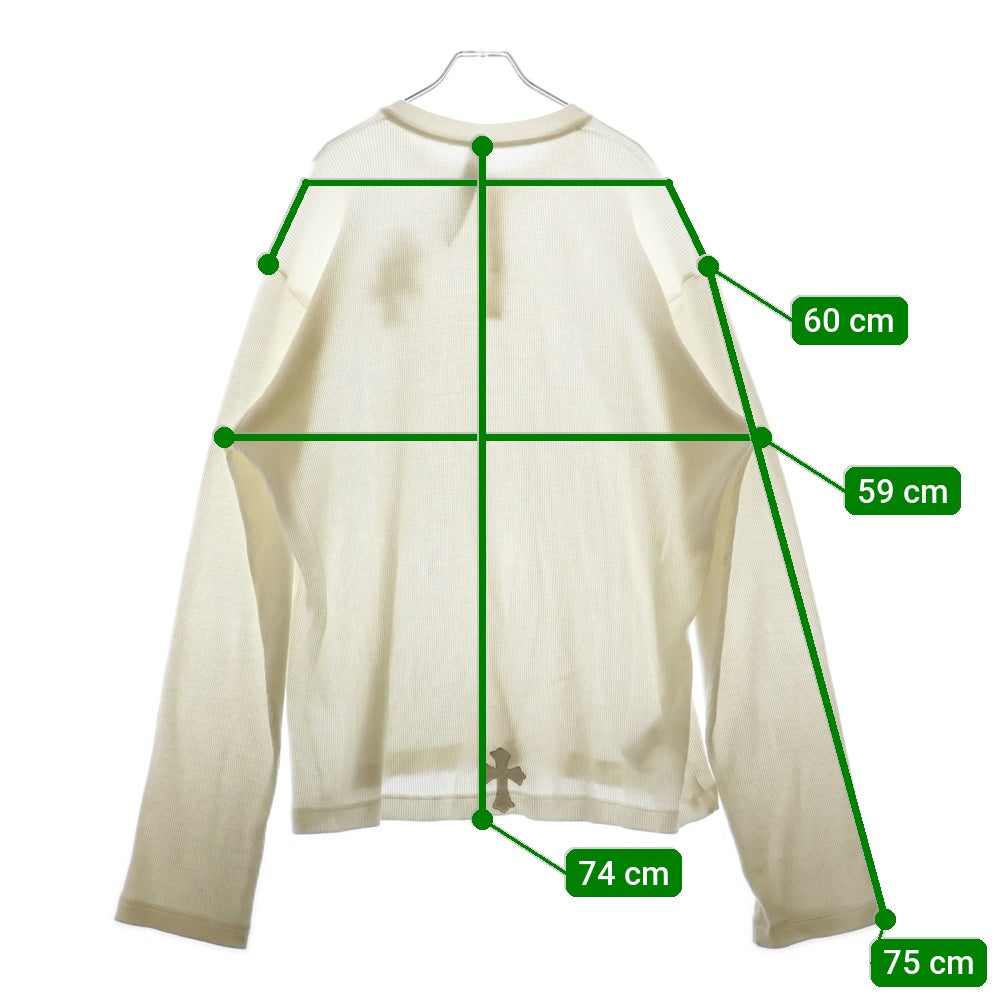 CHROME HEARTS(クロムハーツ) GRP Y NOT U OVRSZD PLV THRML ヘンリーネッククロスパッチサーマル長袖カットソー ホワイト