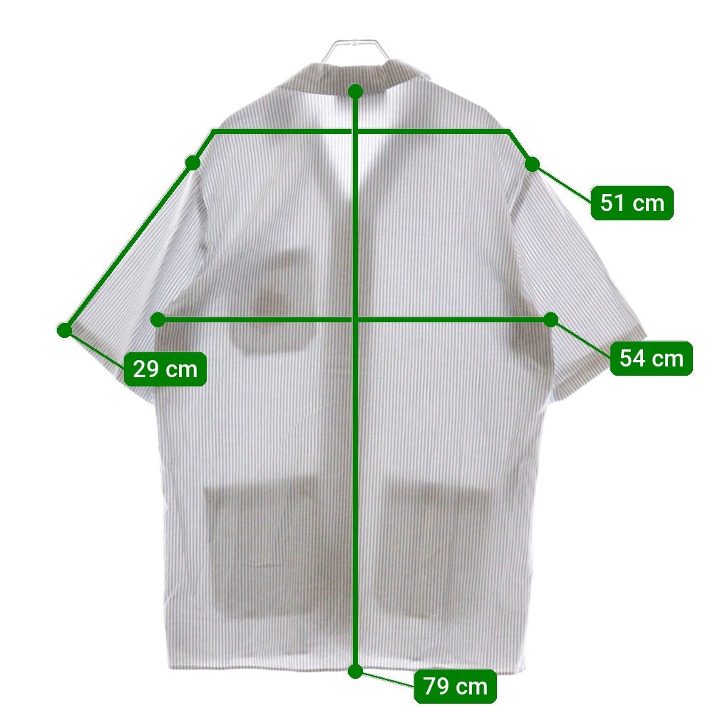 GUCCI(グッチ) 21AW LES POMMES Apple Designed Short Sleeve Shirt 663637 ZAHCS 刺繍 ストライプ 半袖シャツ ブルー