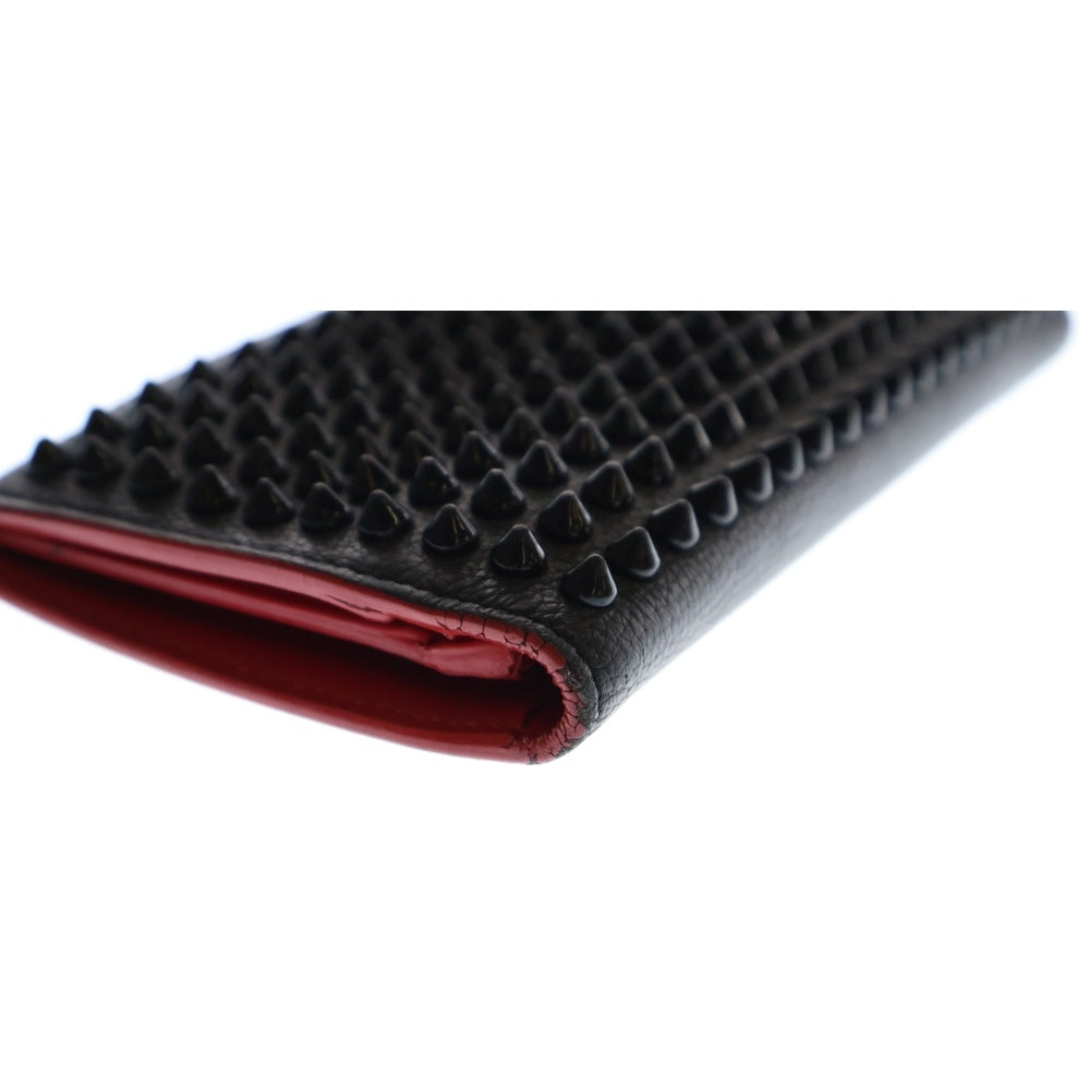 CHRISTIAN LOUBOUTIN(クリスチャンルブタン) Naxos Wallet 3165049 ナクソス ウォレット スタッズ スパイク 長財布 二つ折り財布 ブラック/レッド