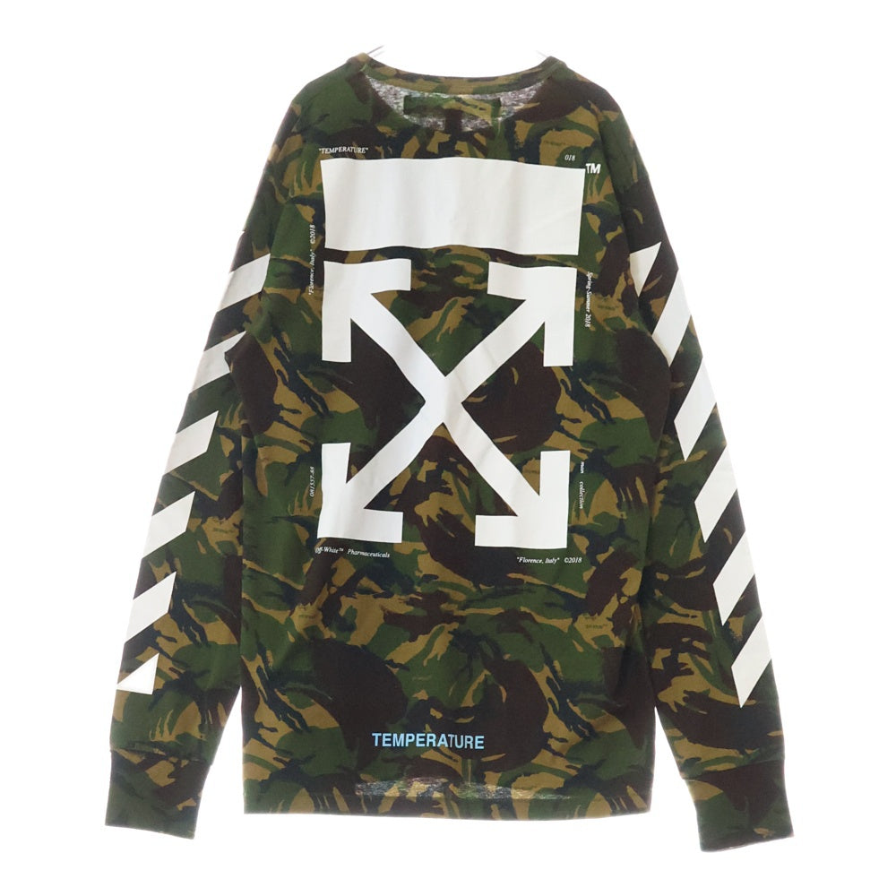 OFF-WHITE(オフホワイト) プリント カモ柄 クルーネック 長袖Tシャツ マルチ OMAB001S18878012