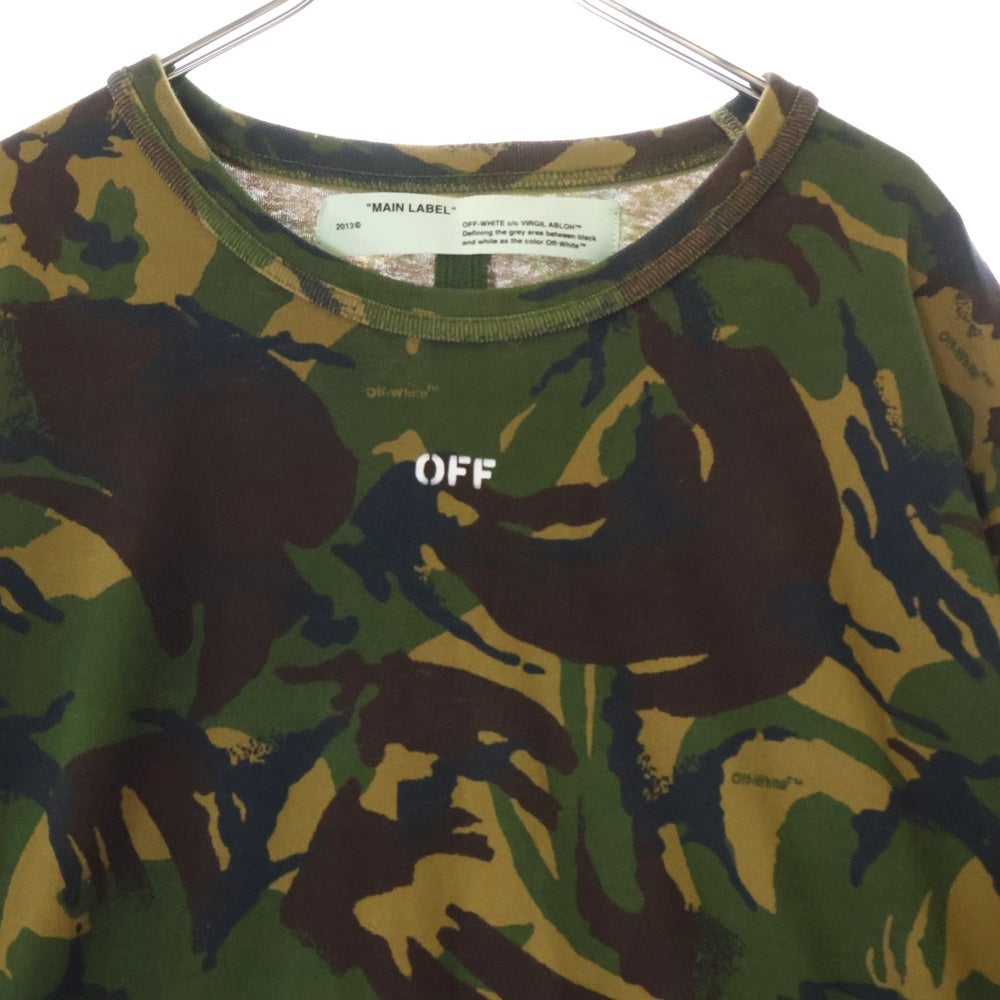 OFF-WHITE(オフホワイト) プリント カモ柄 クルーネック 長袖Tシャツ マルチ OMAB001S18878012